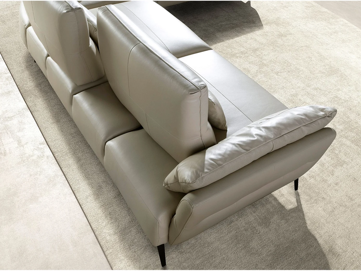 Prawy szezlong sofa piaskowa skóra 6213 ANGEL CERDA