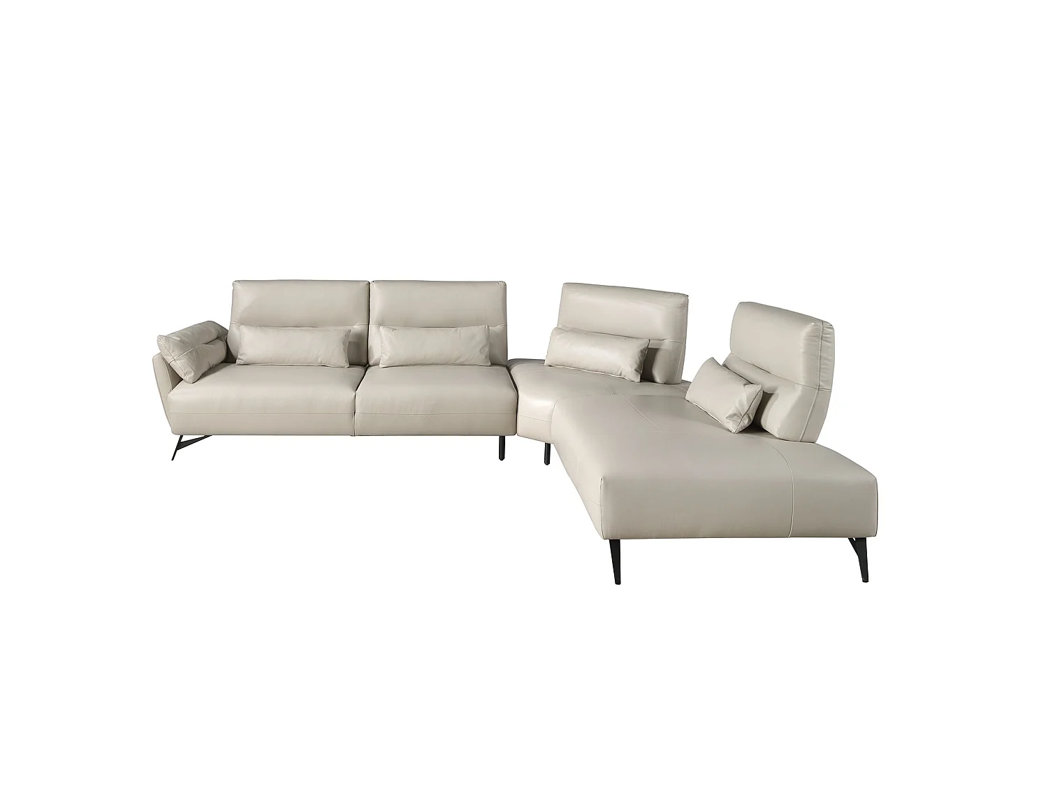 Prawy szezlong sofa piaskowa skóra 6213 ANGEL CERDA