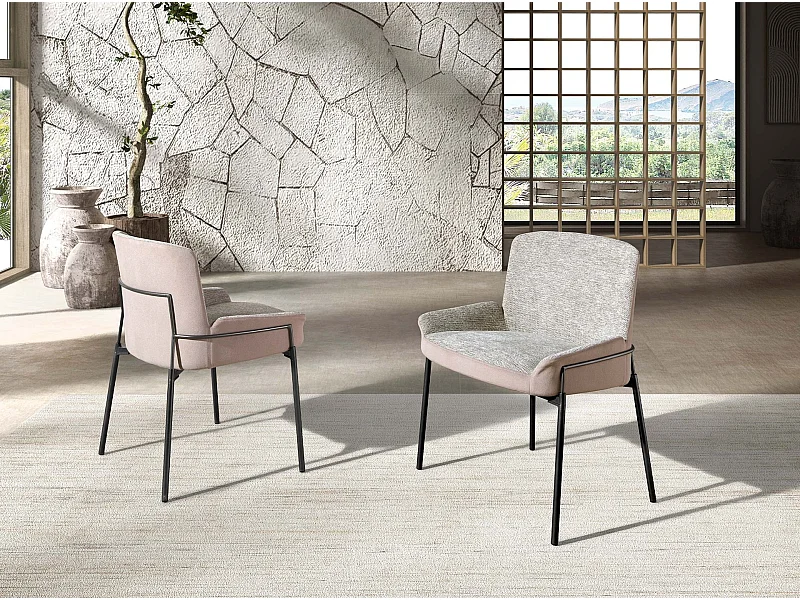 Stuhl aus grauem Stoff und braunem Samt 4171 ANGEL CERDA