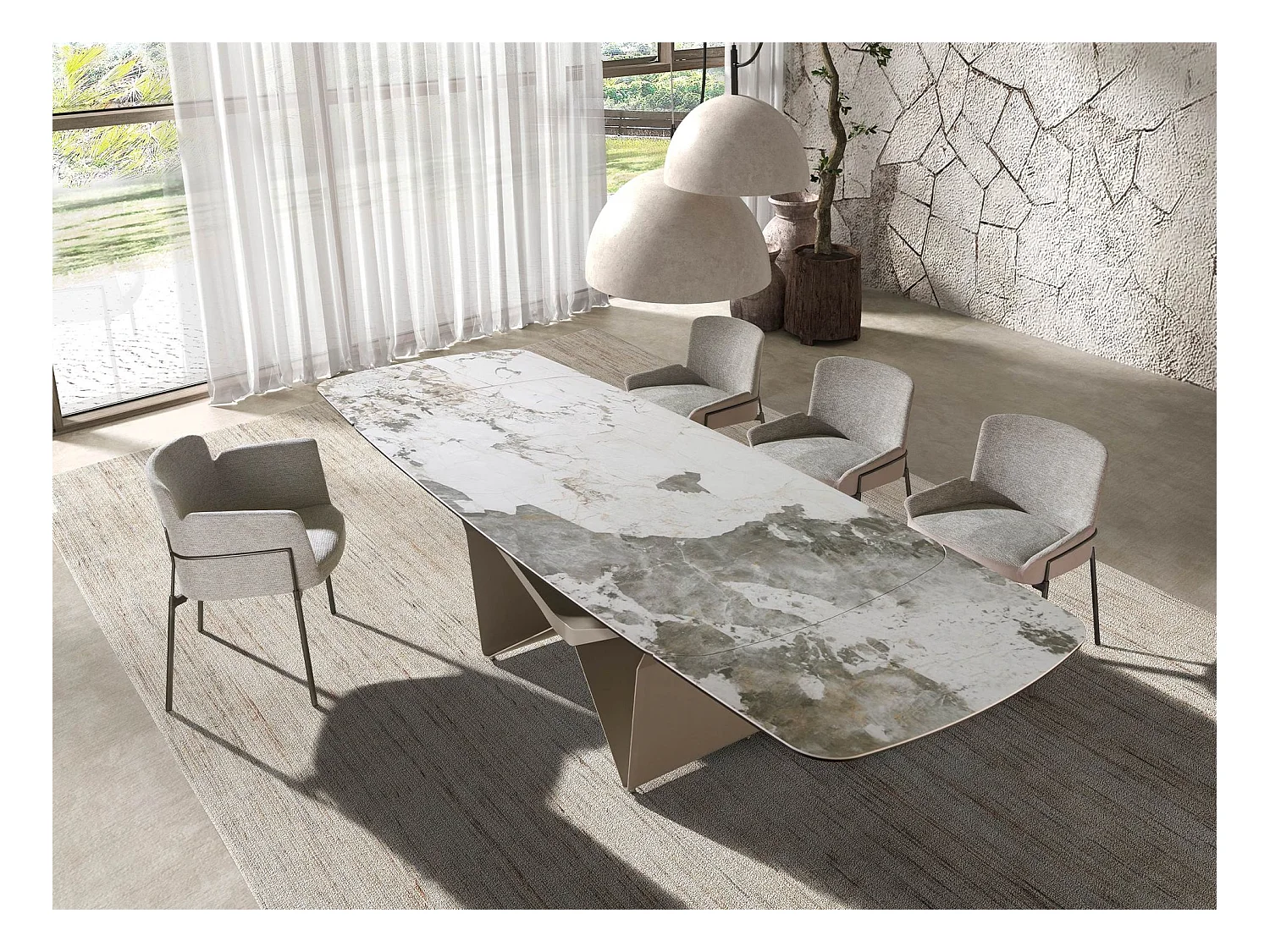 Chaise en tissu gris et velours marron 4171 ANGEL CERDA