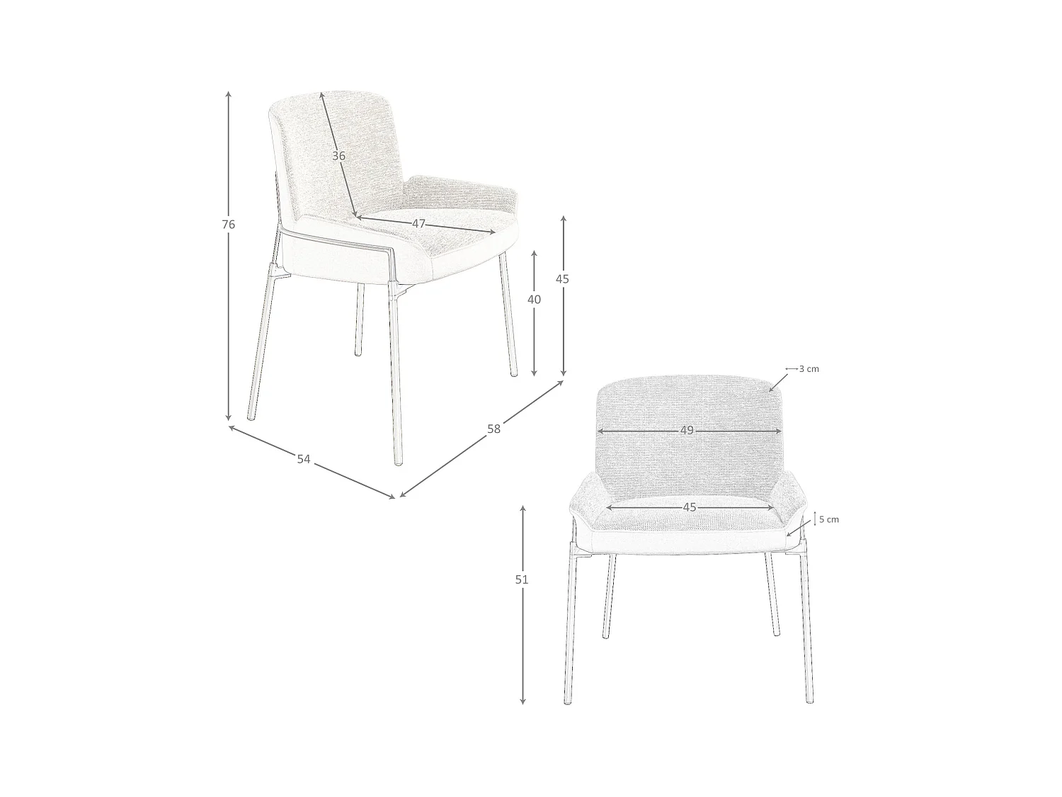 Chaise en tissu gris et velours marron 4171 ANGEL CERDA