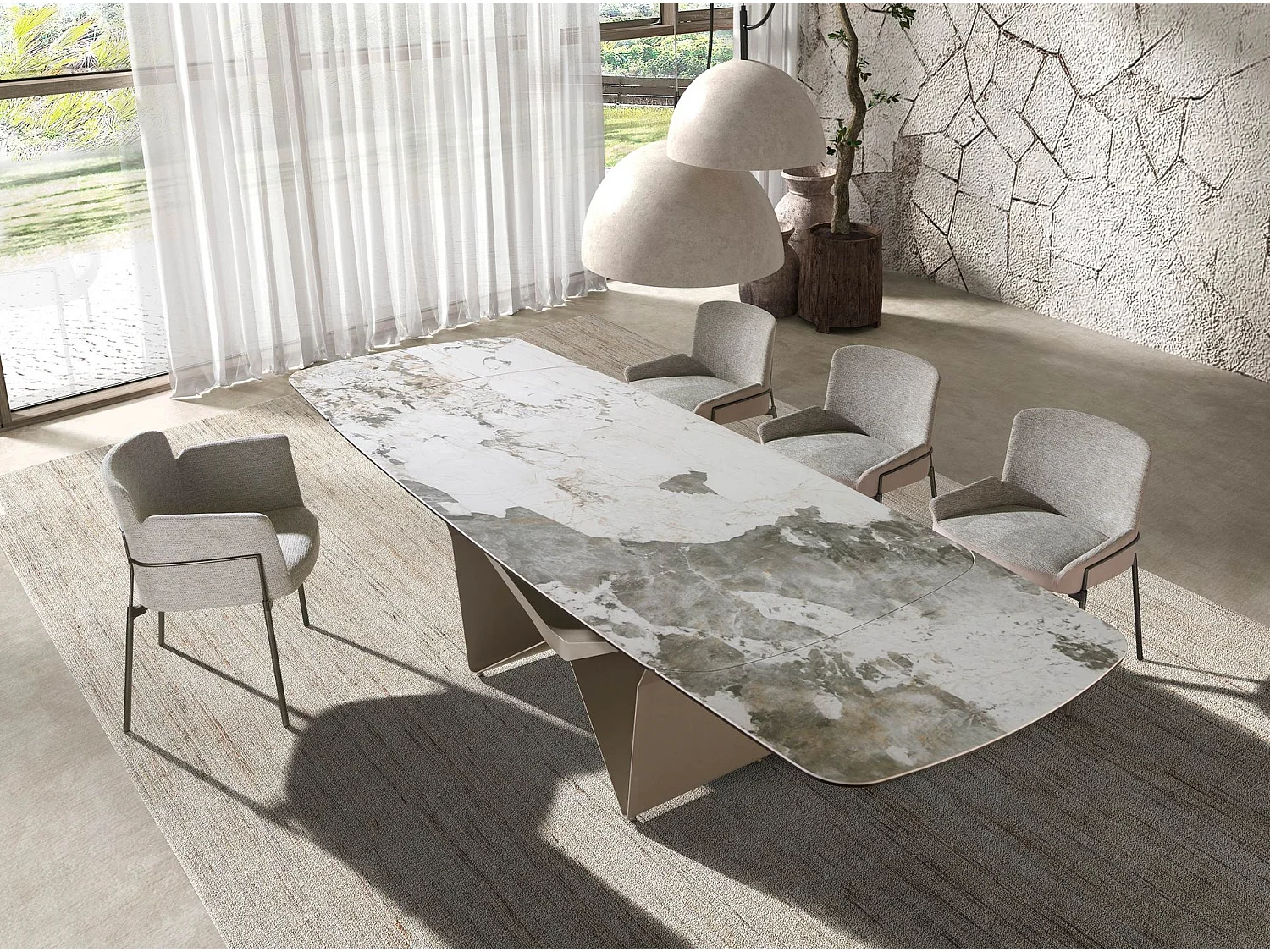 Chaise en tissu gris et velours marron 4171 ANGEL CERDA