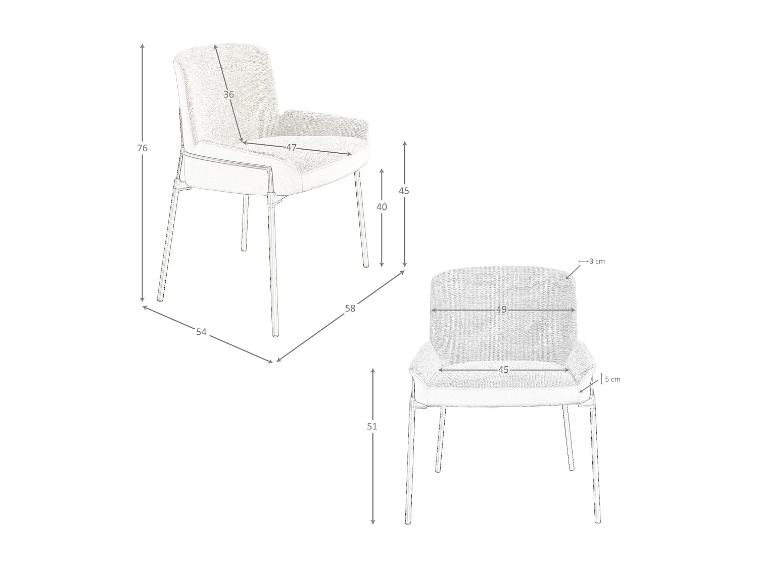 Chaise en tissu gris et velours marron 4171 ANGEL CERDA