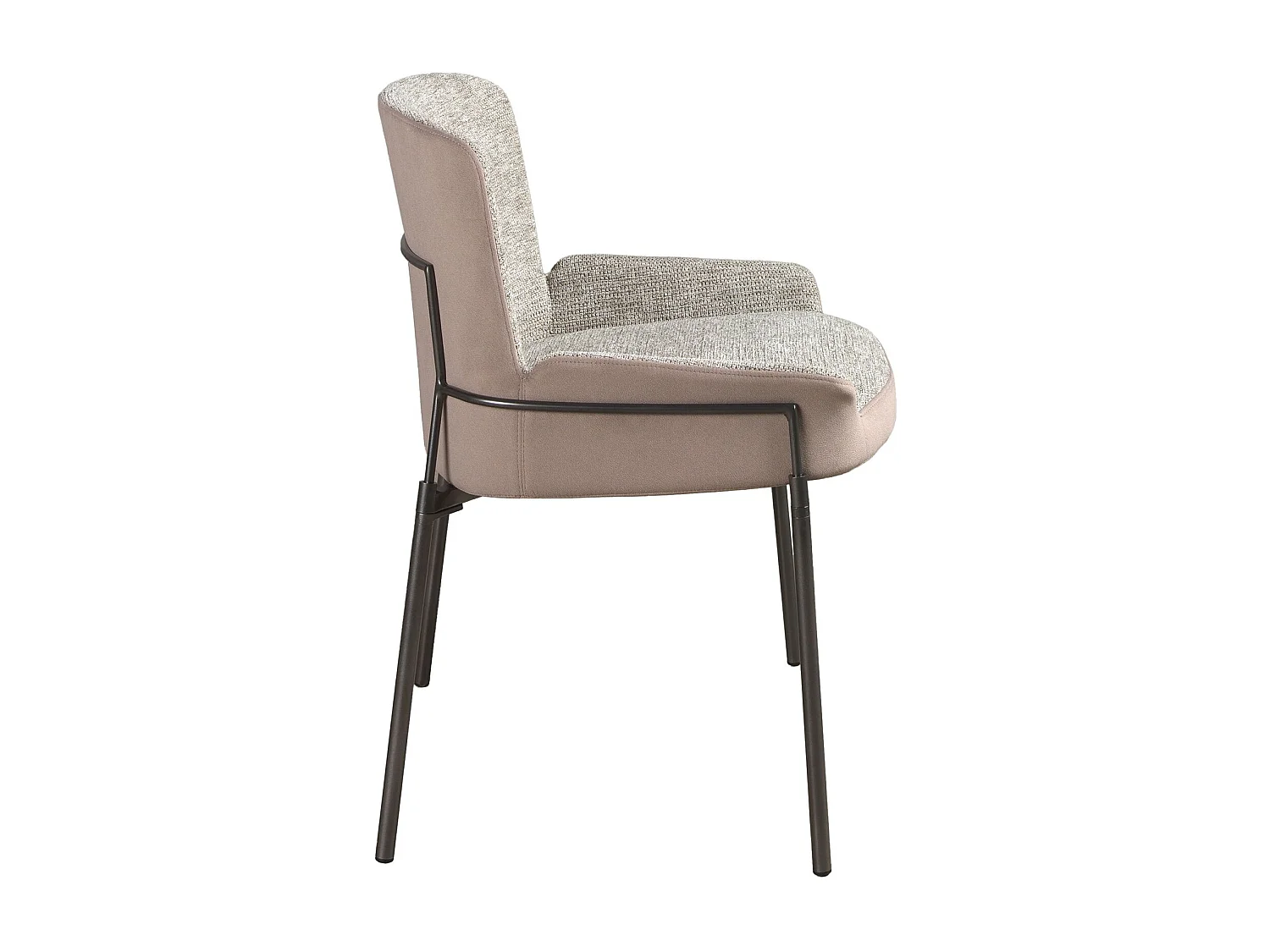 Stuhl aus grauem Stoff und braunem Samt