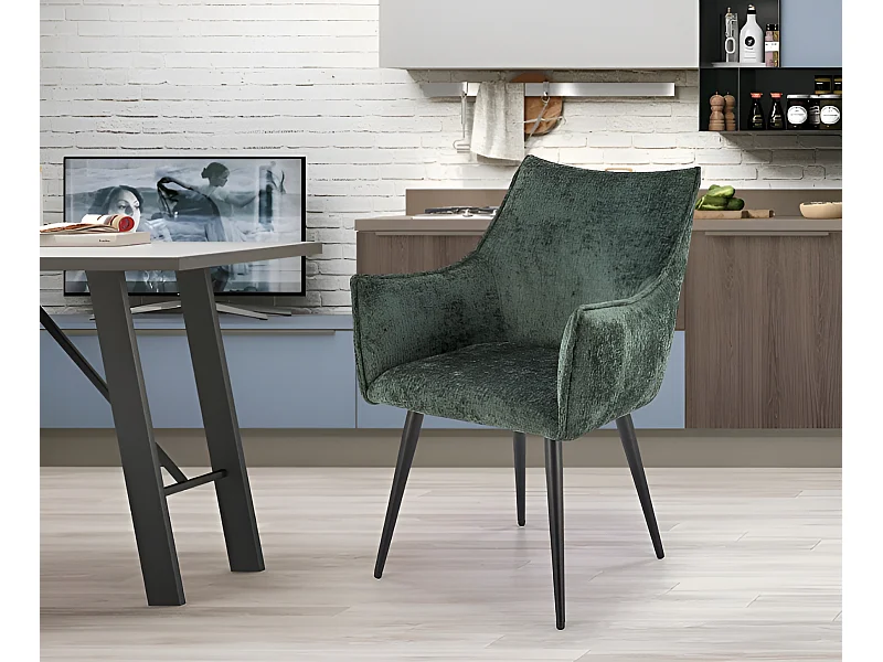 Sedia K559/Tessuto e metallo/Verde