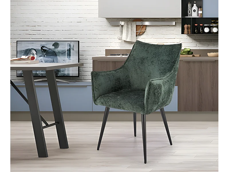 Stuhl K559/Stoffbezug&Metall/Grün