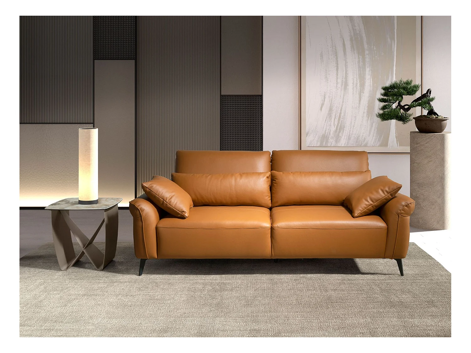 Canapé 2 places en cuir marron 6207 ANGEL CERDA