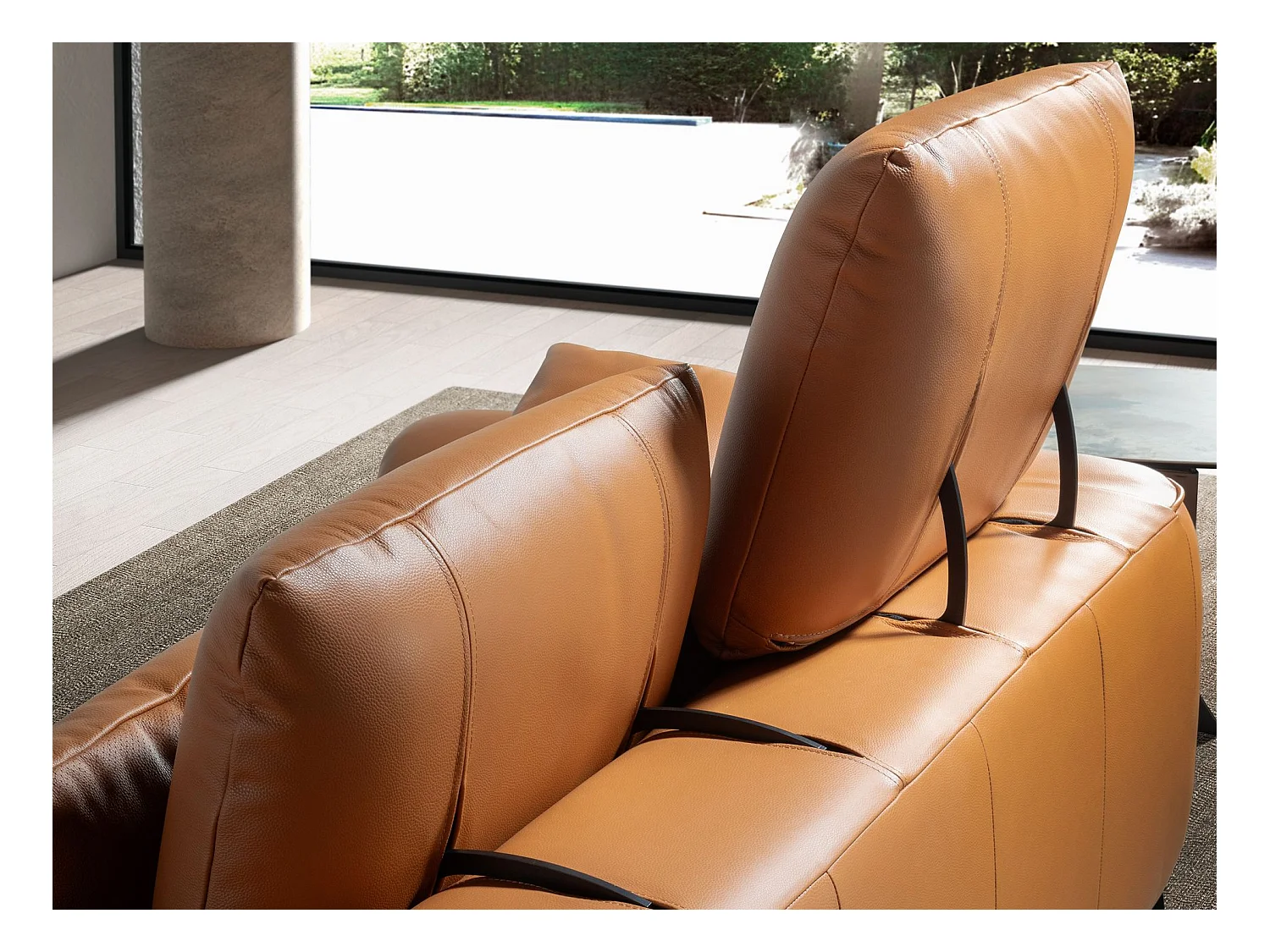 Canapé 2 places en cuir marron 6207 ANGEL CERDA