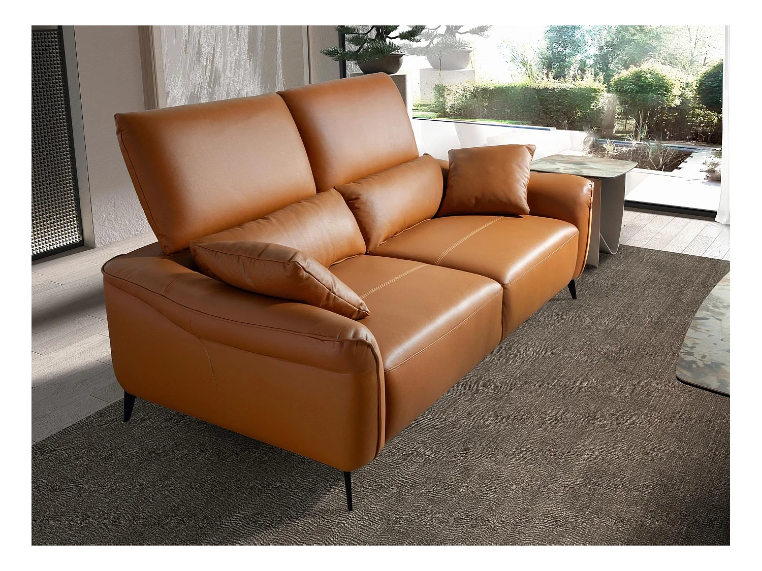 Canapé 2 places en cuir marron 6207 ANGEL CERDA