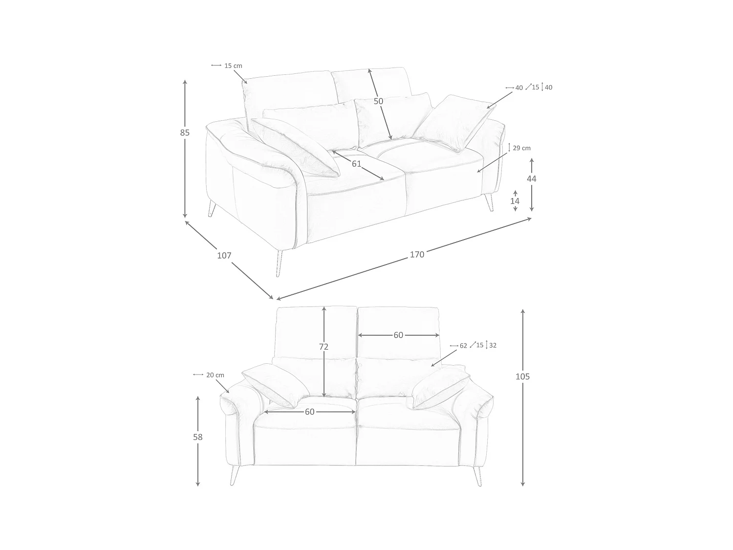 Canapé 2 places en cuir marron 6207 ANGEL CERDA