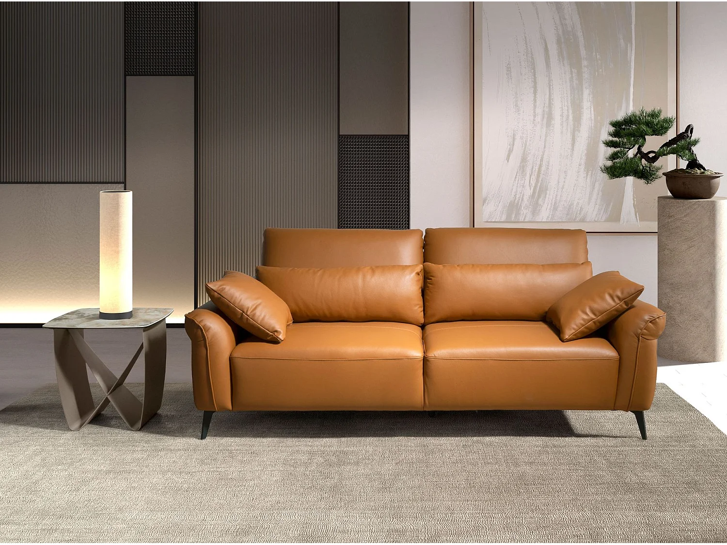 Canapé 2 places en cuir marron 6207 ANGEL CERDA