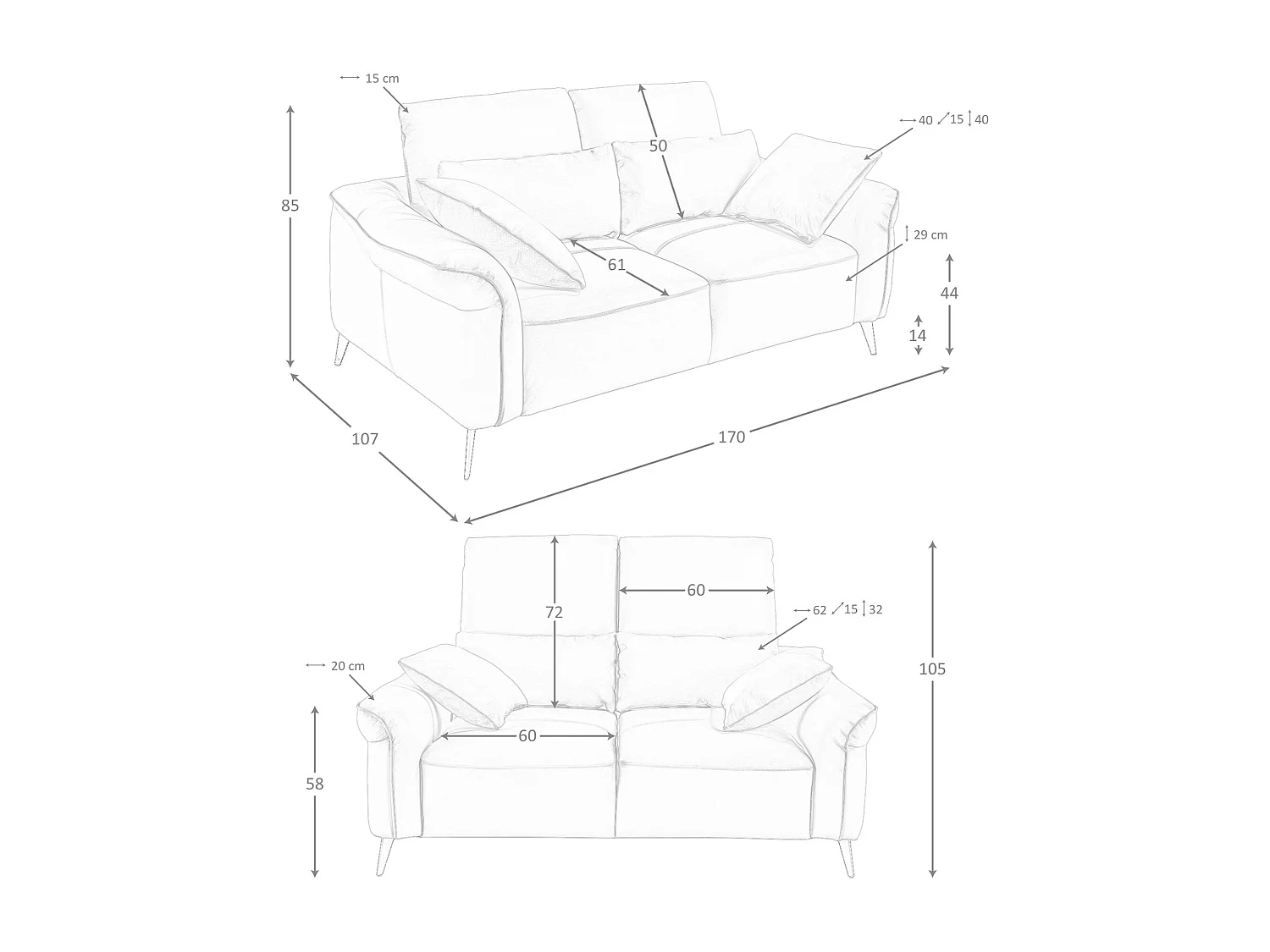 Canapé 2 places en cuir marron 6207 ANGEL CERDA