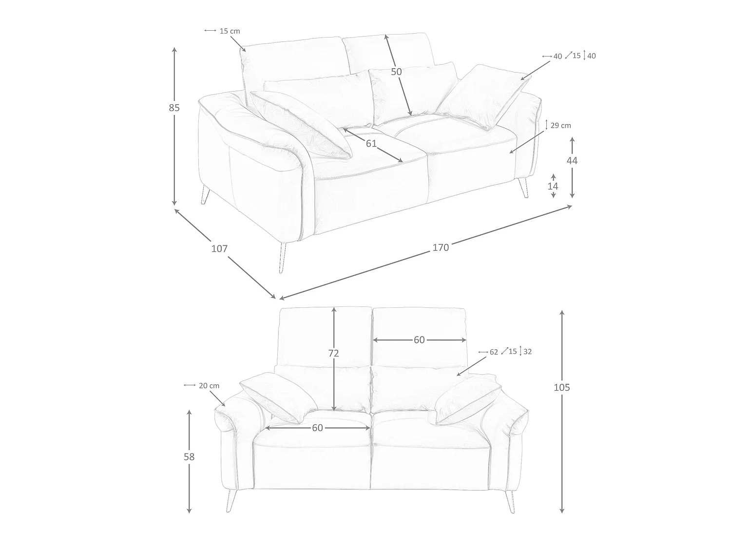Sofa 2-osobowa brązowa skóra 6207 ANGEL CERDA