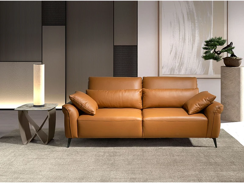 Canapé 2 places en cuir marron 6207 ANGEL CERDA