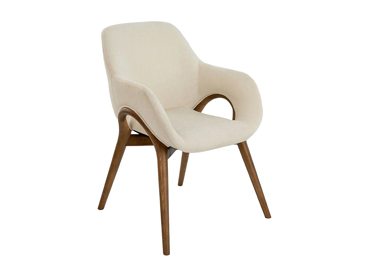 Beigefarbener Stoffstuhl