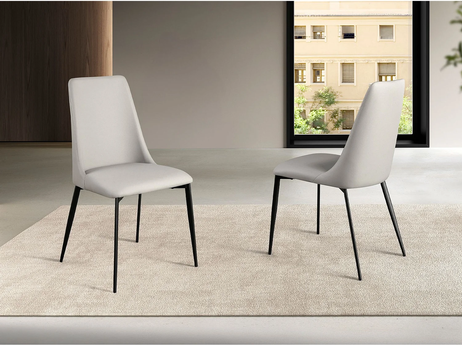 Light grey leatherette chair 4184 ANGEL CERDA