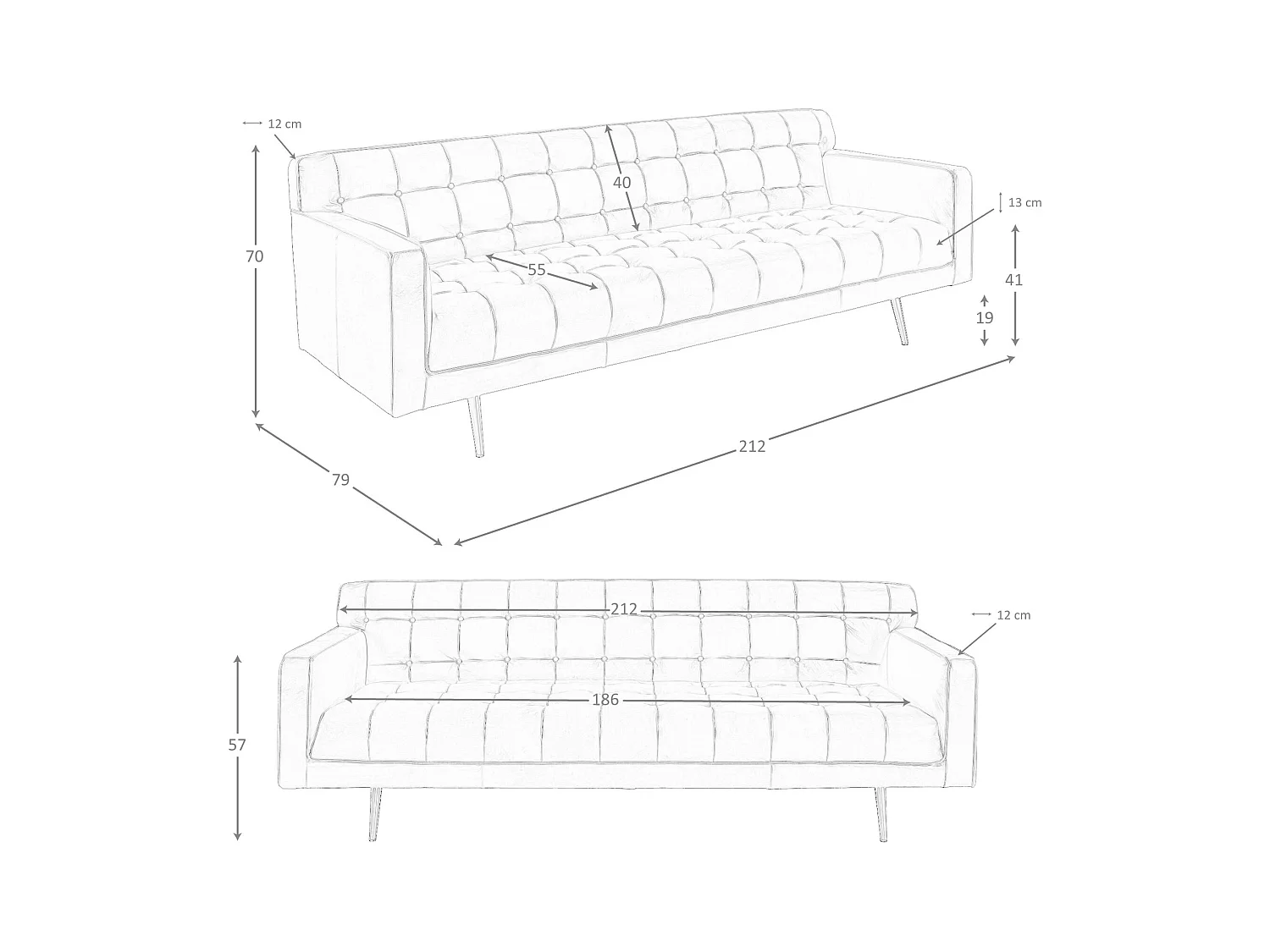 Canapé 3 places Chester en cuir marron foncé 6225 ANGEL CERDA