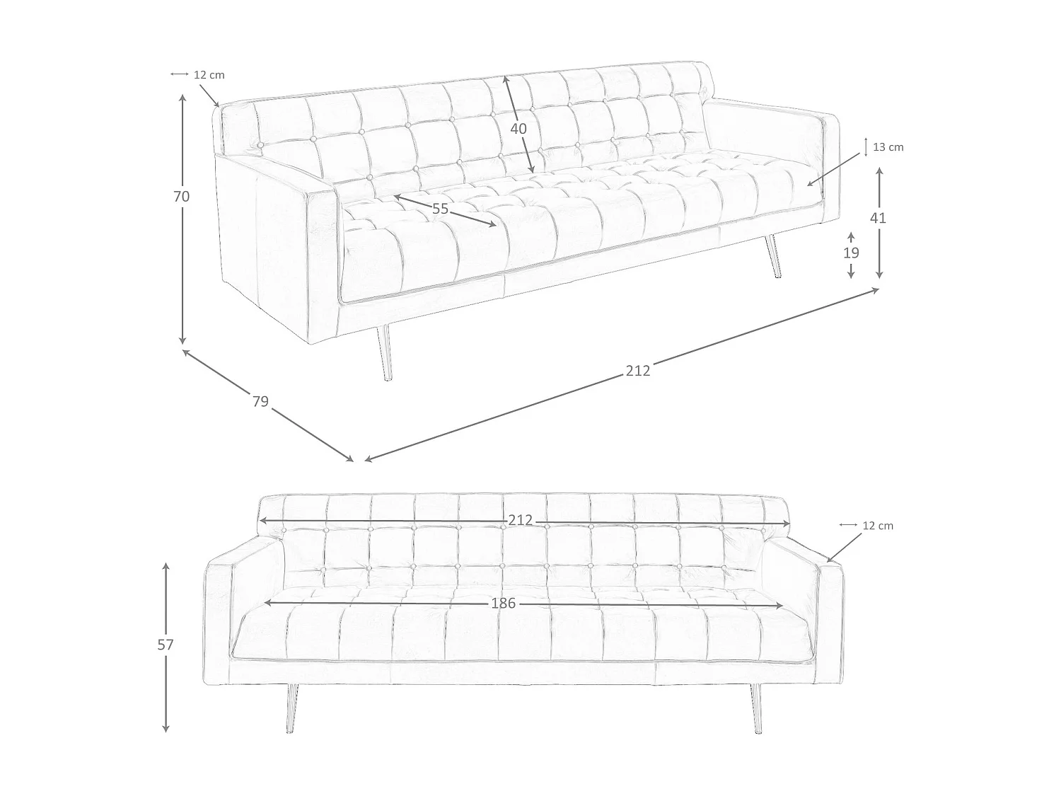 Canapé 3 places Chester en cuir marron foncé 6225 ANGEL CERDA