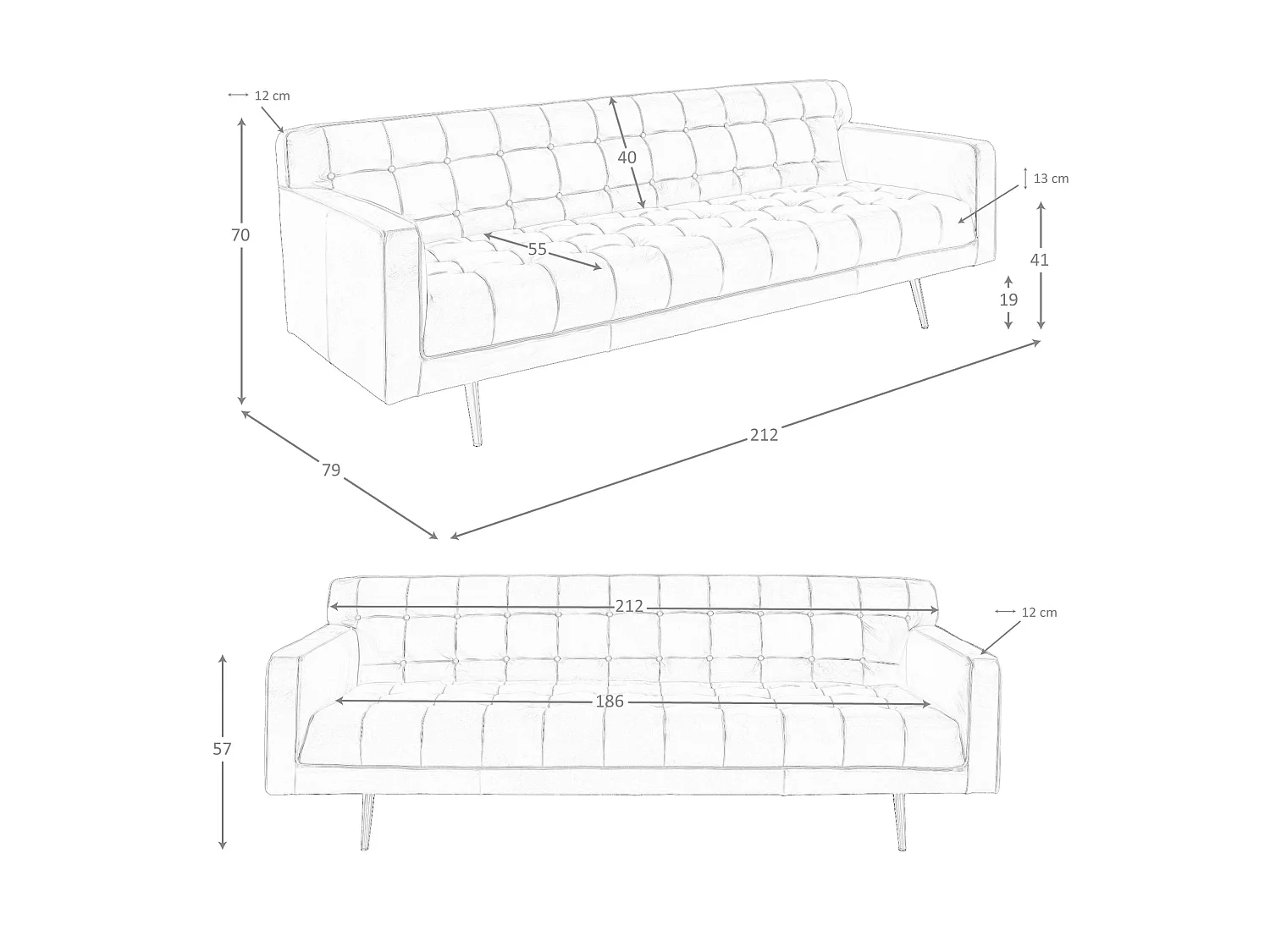 Canapé 3 places Chester en cuir marron foncé 6225 ANGEL CERDA