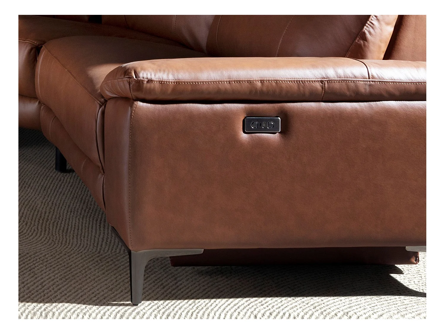 Linkes Chaiselongue-Sofa in tabakbraunem Leder 6216 ANGEL CERDA