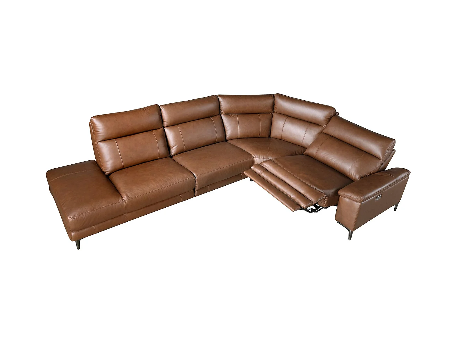 Linkes Chaiselongue-Sofa in tabakbraunem Leder 6216 ANGEL CERDA