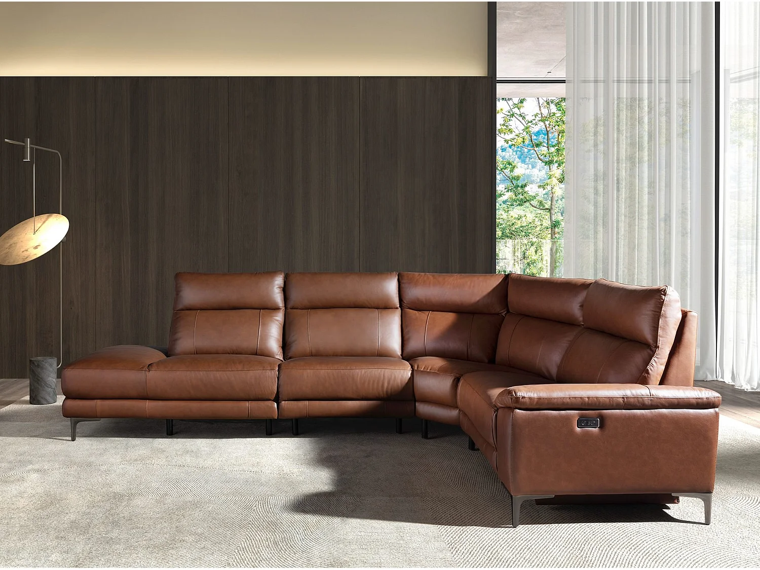 Canapé d'angle relax gauche en cuir tabac marron 6216 ANGEL CERDA