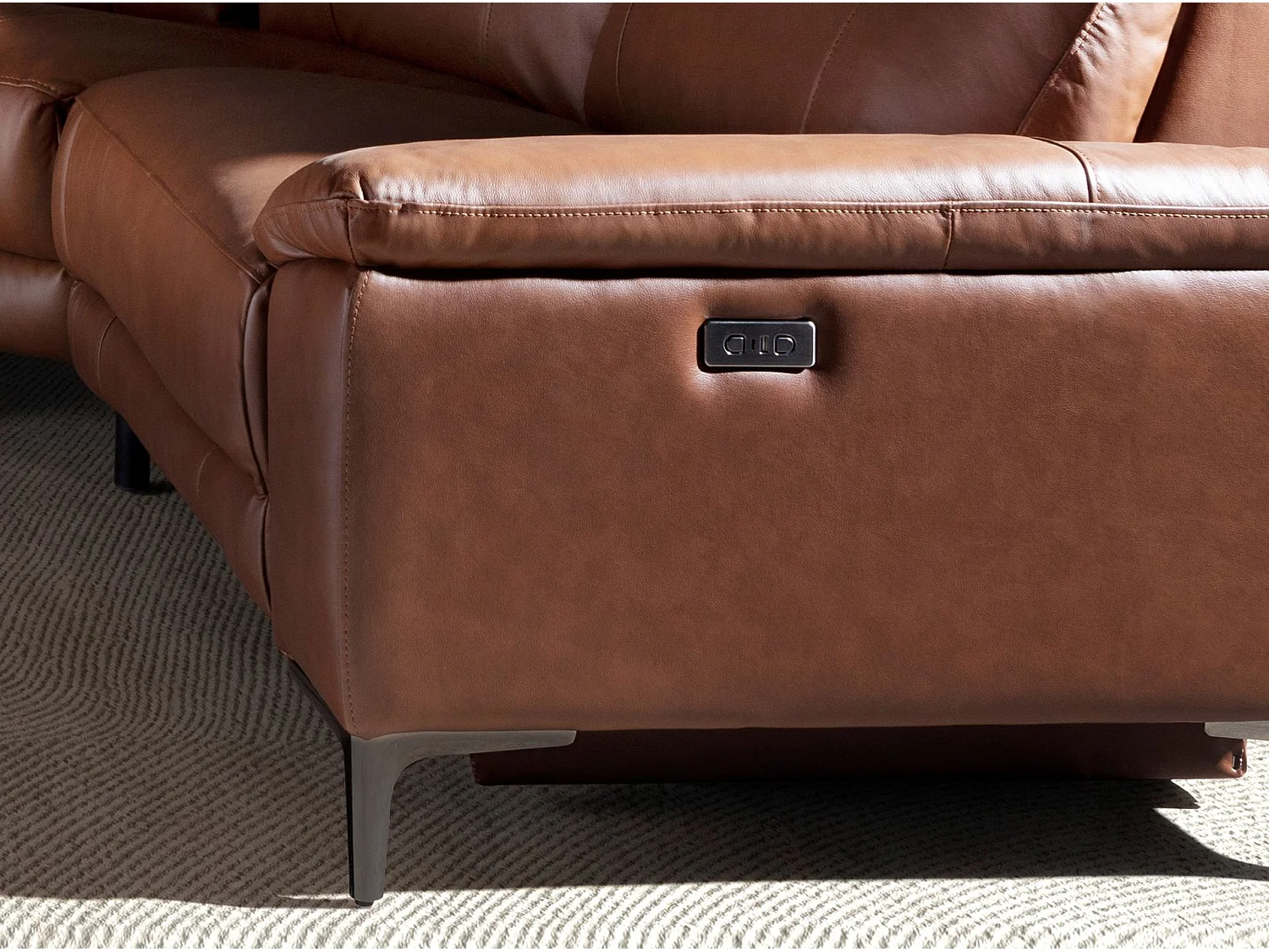 Canapé d'angle relax gauche en cuir tabac marron 6216 ANGEL CERDA