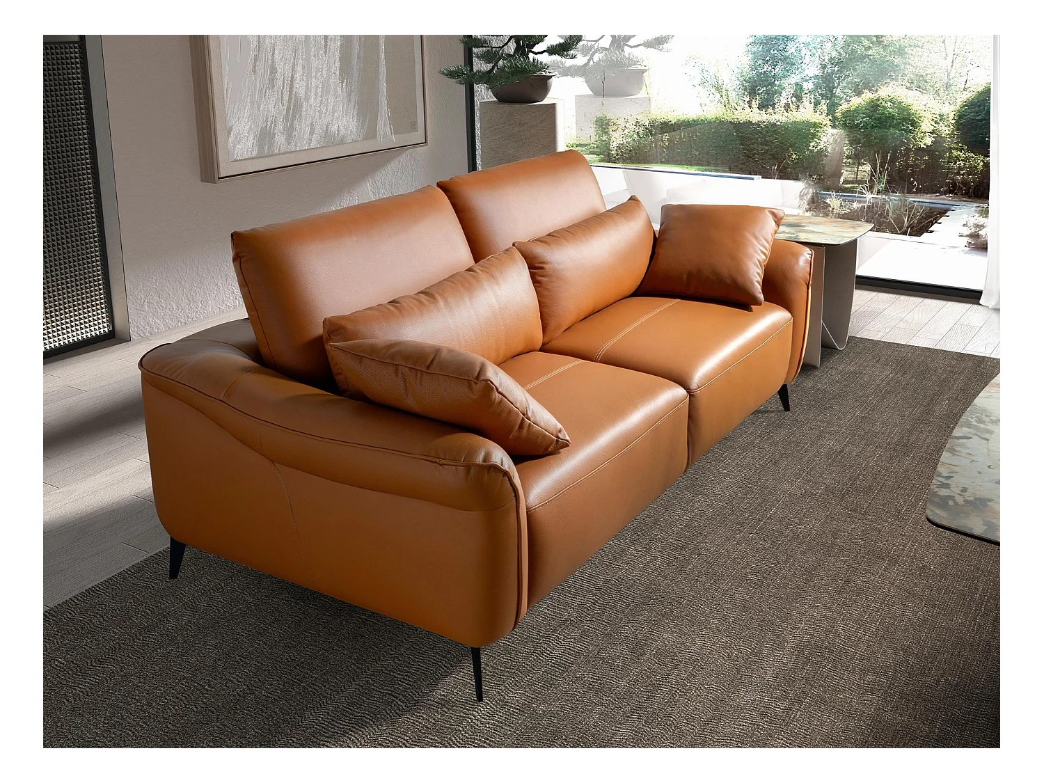 Canapé 3 places cuir marron 6208 ANGEL CERDA