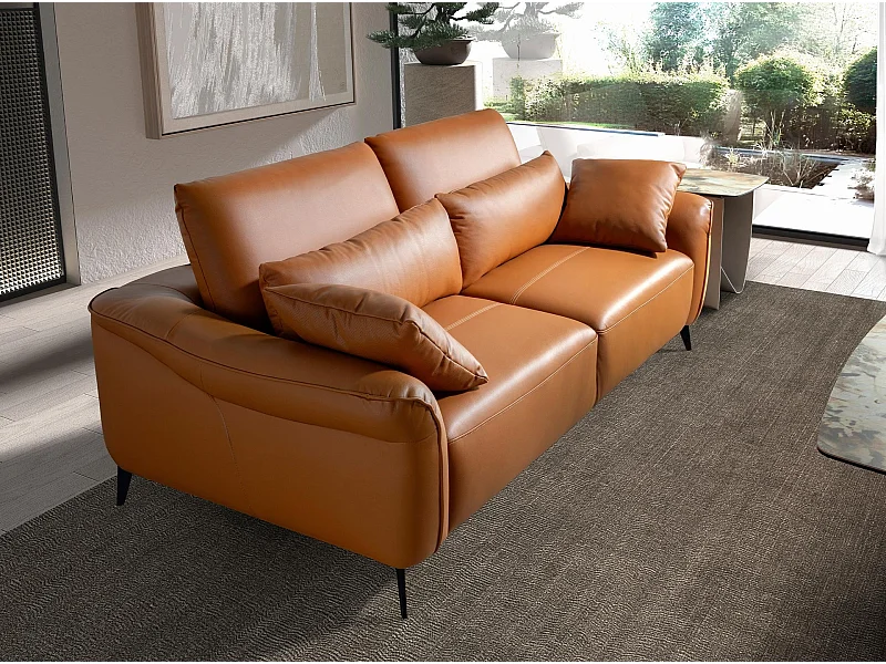 Canapé 3 places cuir marron 6208 ANGEL CERDA