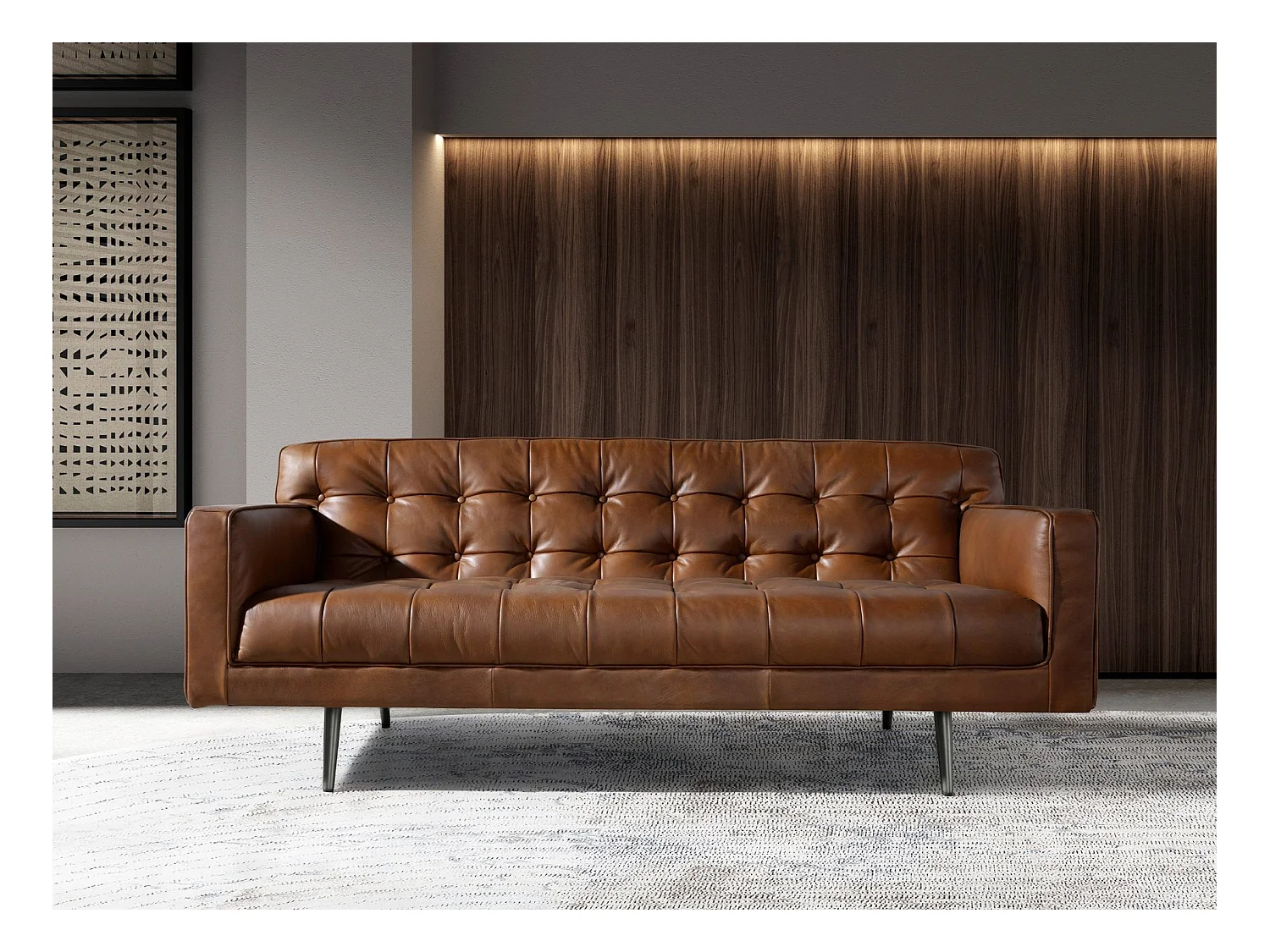 Canapé 2 places Chester en cuir marron foncé 6224 ANGEL CERDA