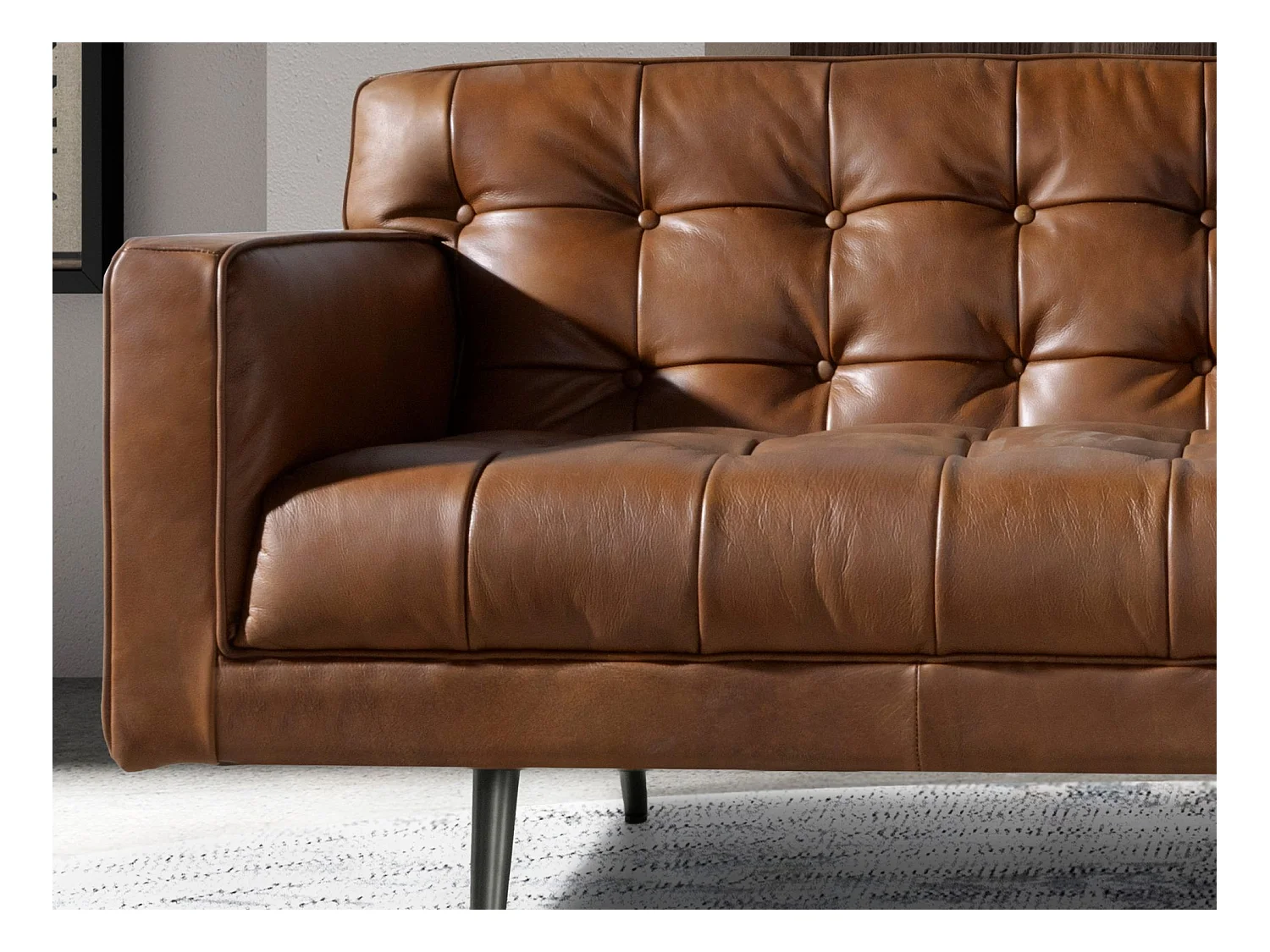 Canapé 2 places Chester en cuir marron foncé 6224 ANGEL CERDA