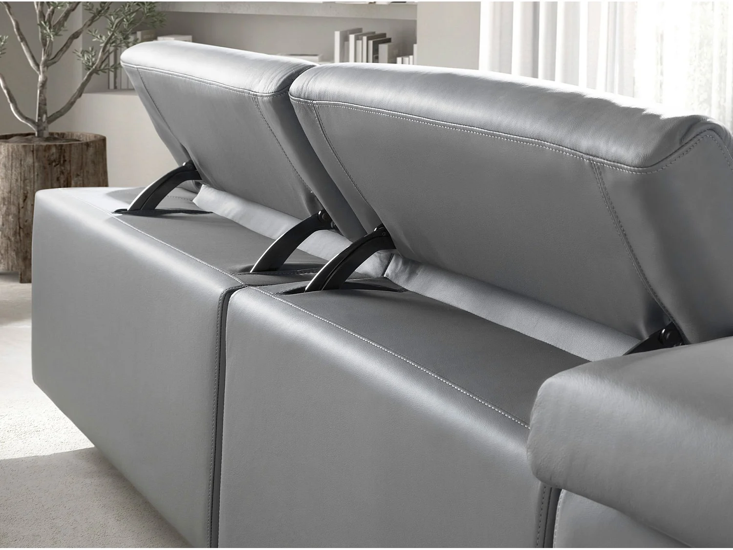 Canapé d'angle relax gauche en cuir gris 6218 ANGEL CERDA