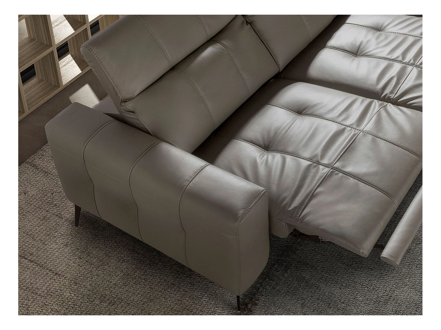 Canapé de relaxation 2 places en cuir gris 6209 ANGEL CERDA