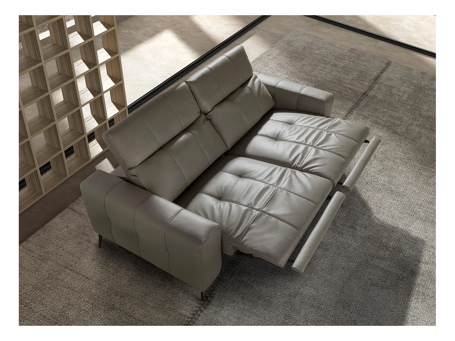 Canapé de relaxation 2 places en cuir gris 6209 ANGEL CERDA