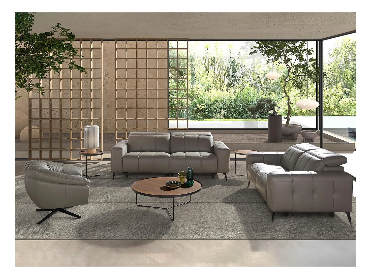 Canapé relax 3 places en cuir gris 6210 ANGEL CERDA