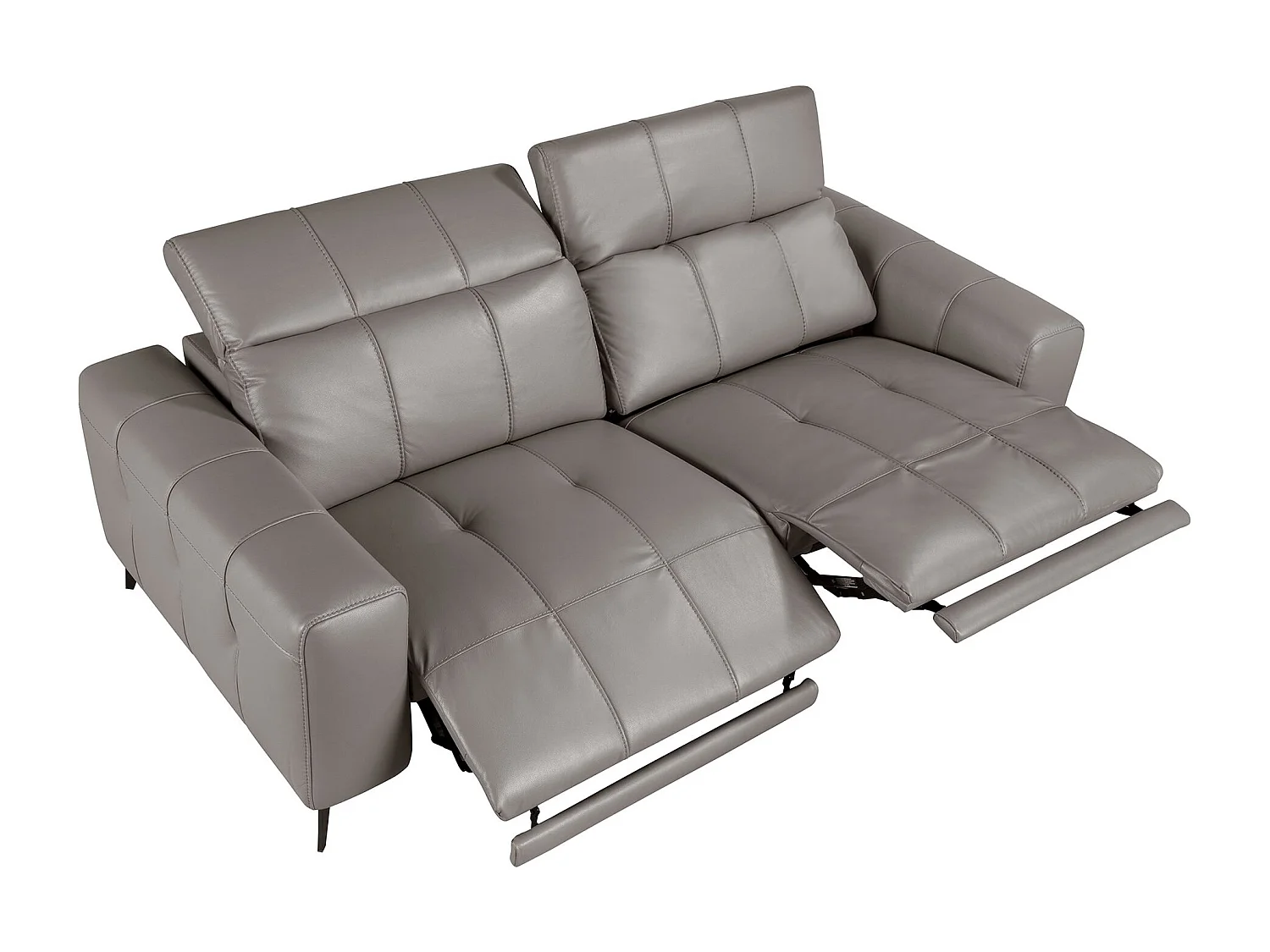 Sofá de relaxamento de 3 lugares em pele cinzenta 6210 ANGEL CERDA