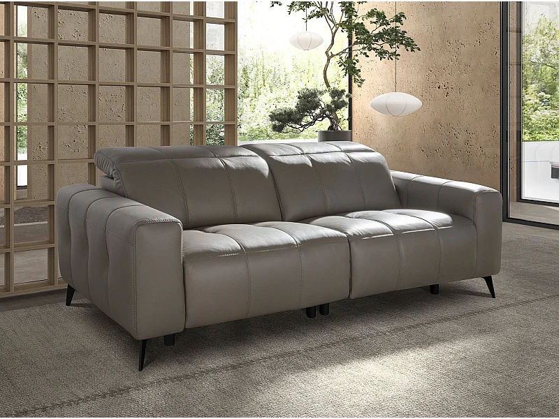Canapé relax 3 places en cuir gris 6210 ANGEL CERDA