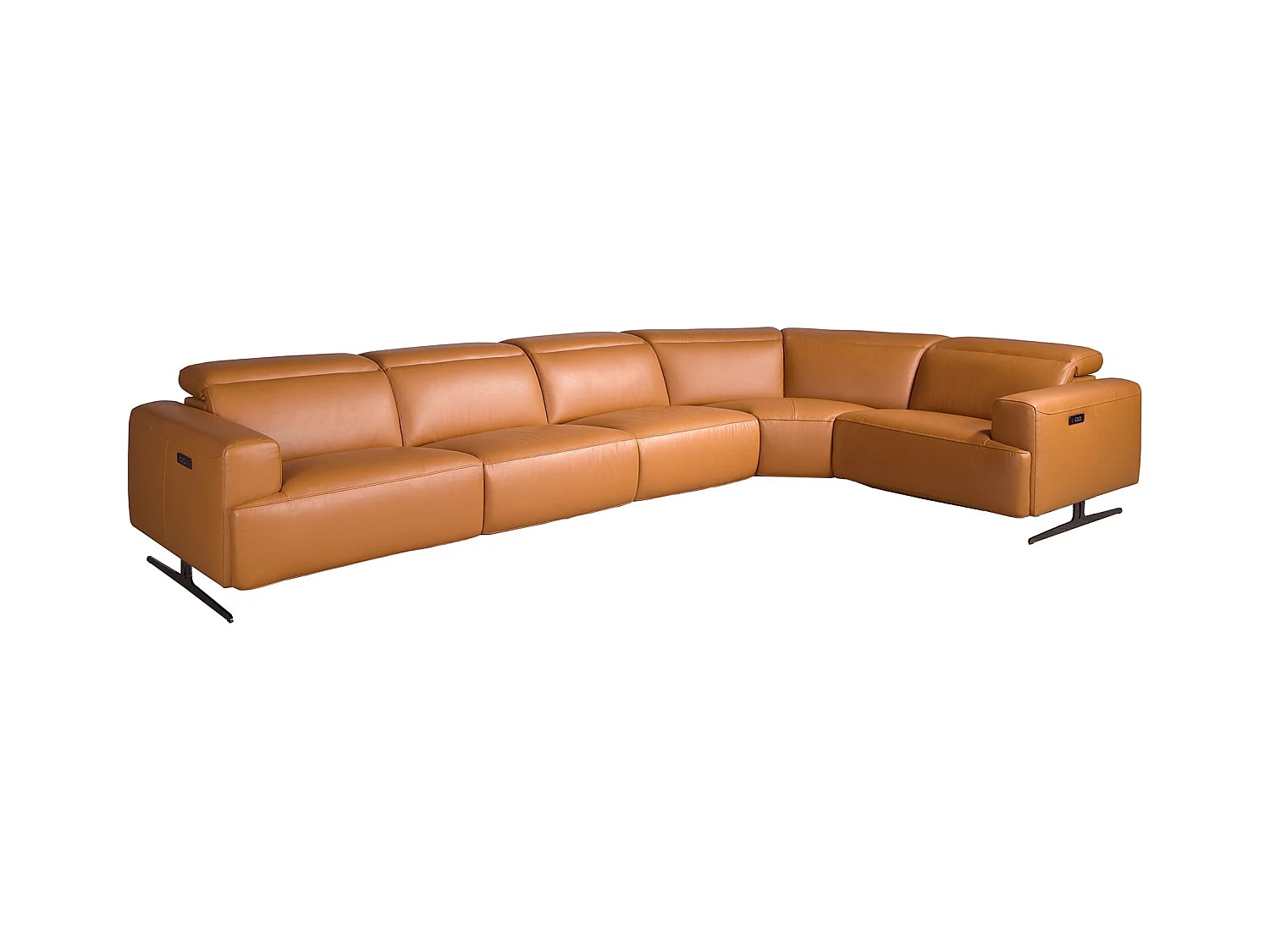 Canapé d'angle modulable relax en cuir marron 6263 ANGEL CERDA