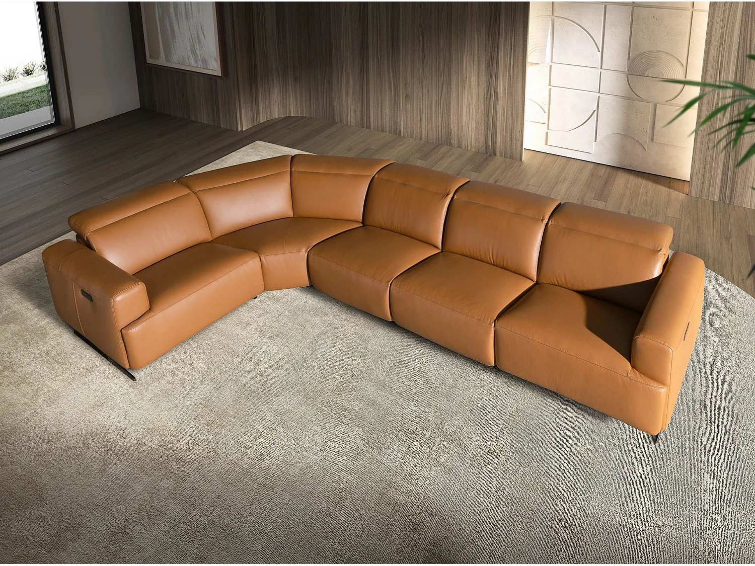 Sofá rinconera relax modular piel marrón 6263 ANGEL CERDA