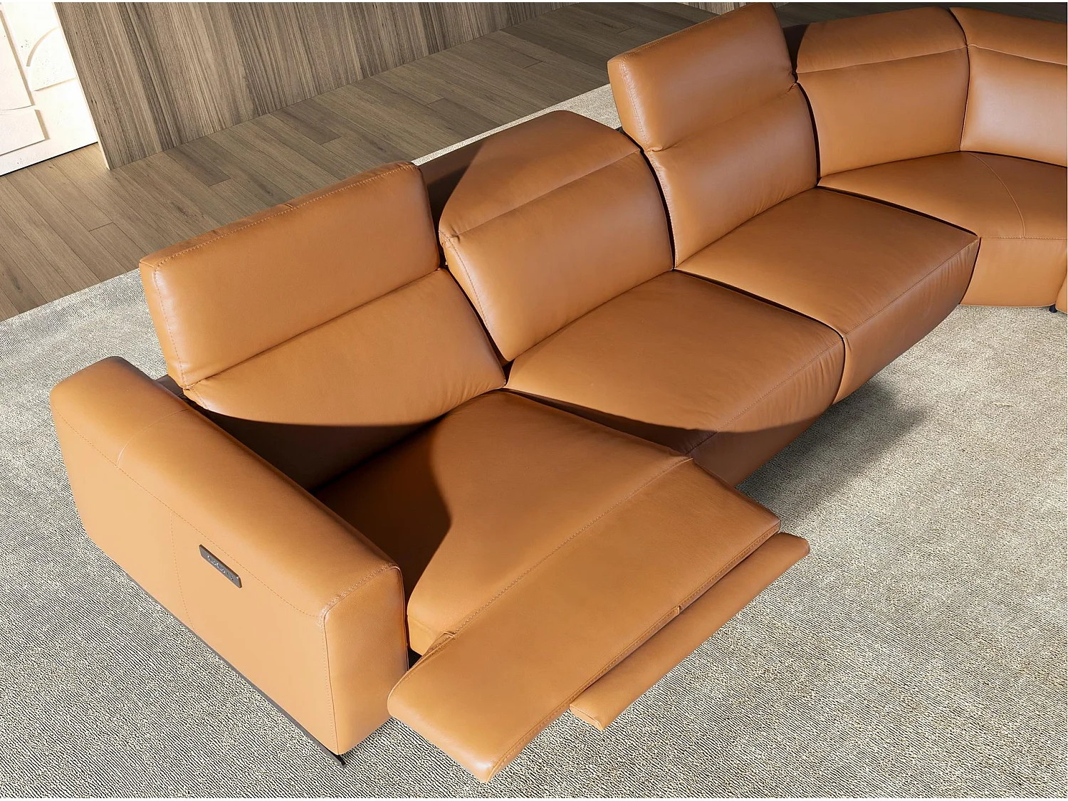 Sofá rinconera relax modular piel marrón 6263 ANGEL CERDA