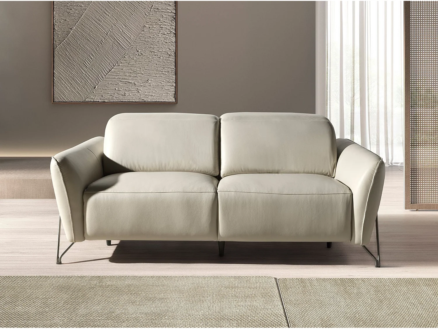 Canapé de relaxation 2 places en cuir sable 6276 ANGEL CERDA