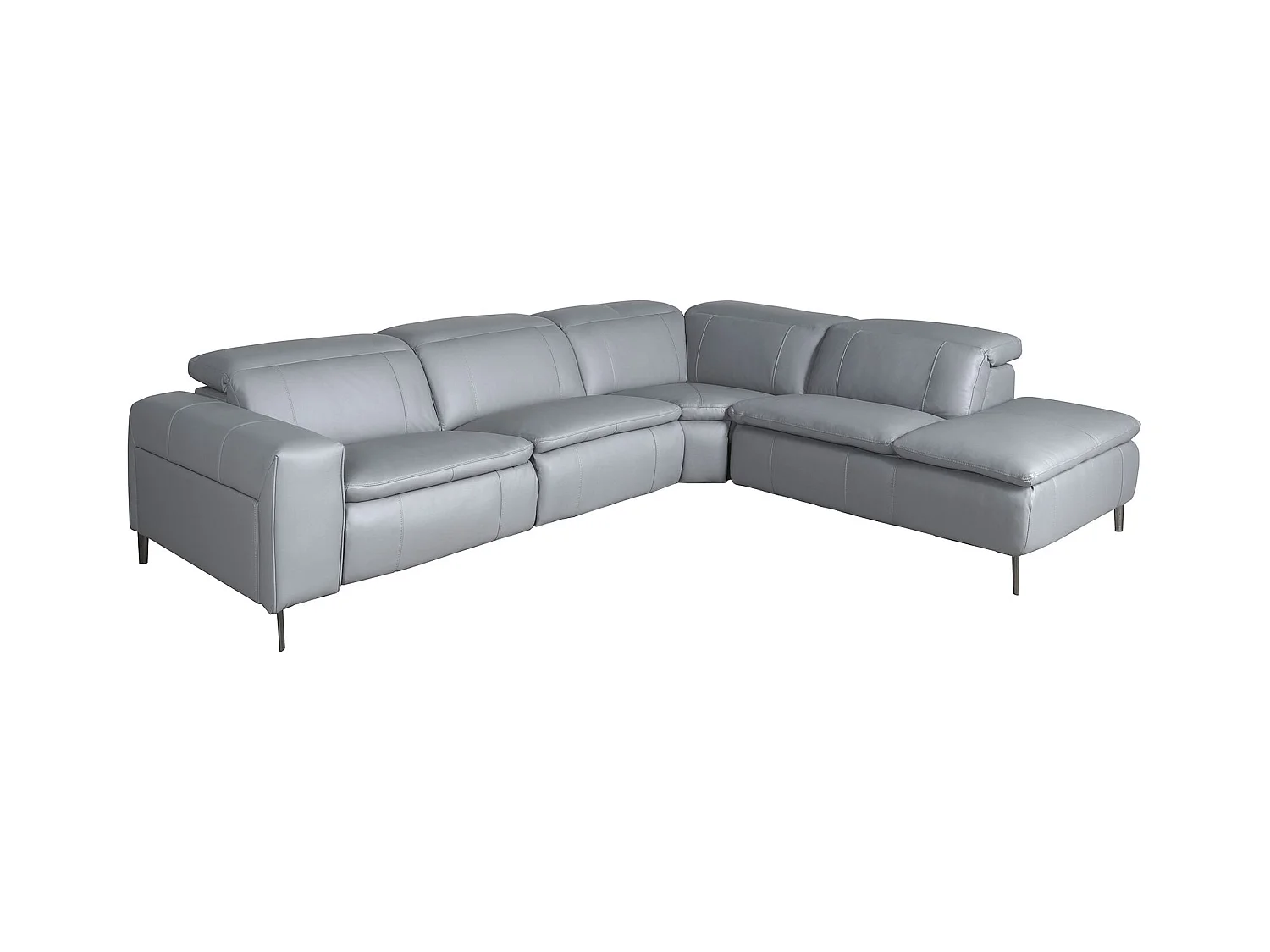 Sofa relaksacyjna z prawym szezlongiem w szarej skórze 6217 ANGEL CERDA