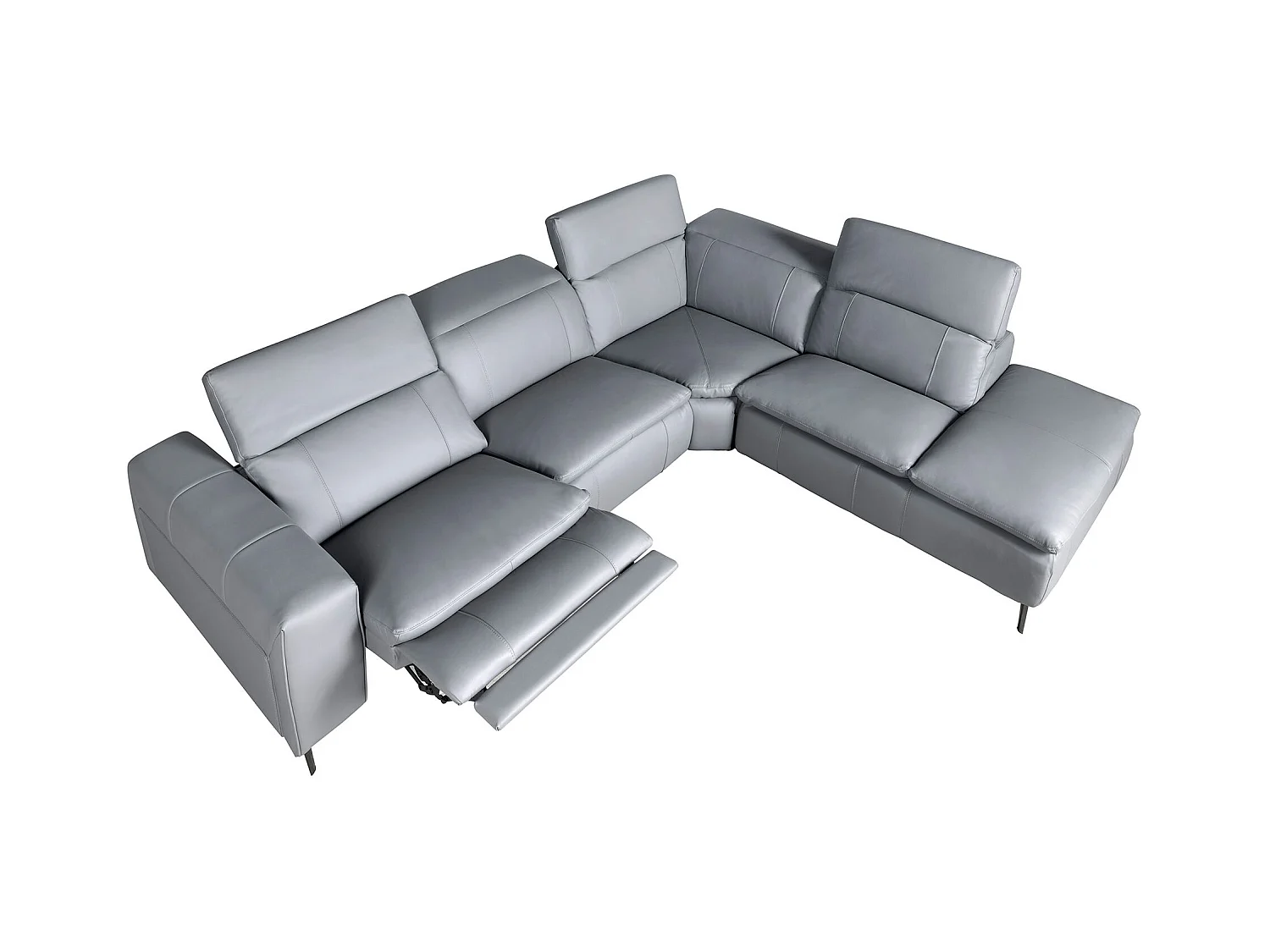 Sofa relaksacyjna z prawym szezlongiem w szarej skórze 6217 ANGEL CERDA