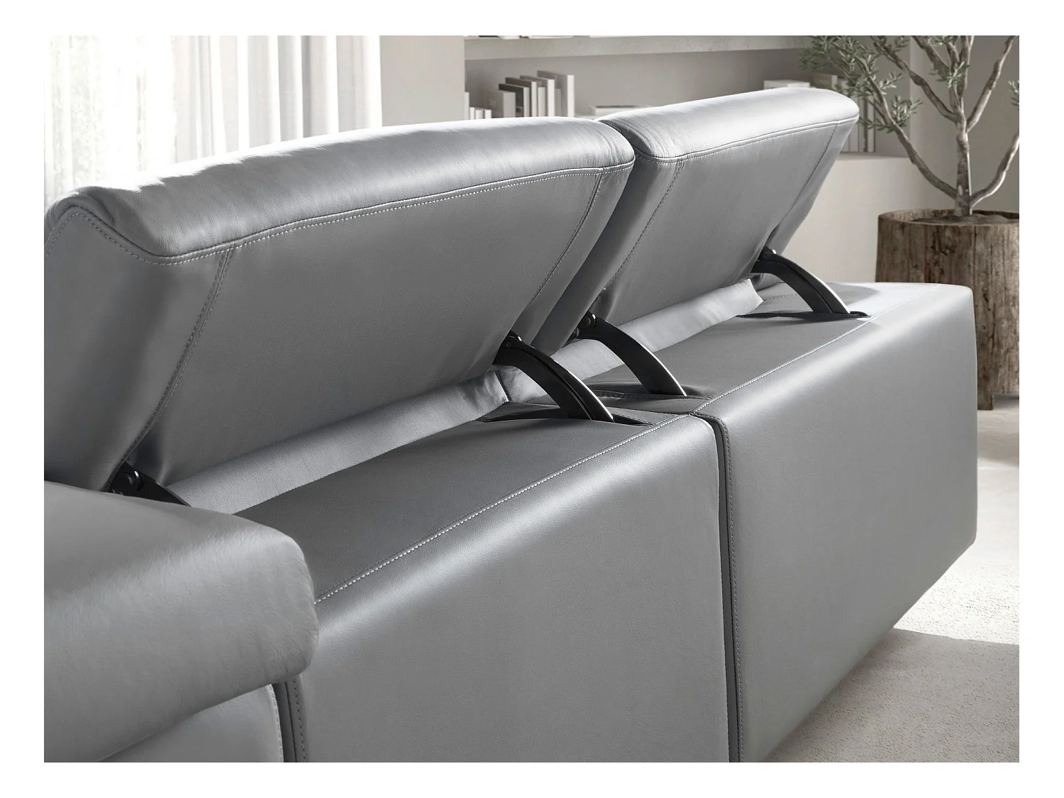 Canapé d'angle relax droite en cuir gris 6217 ANGEL CERDA