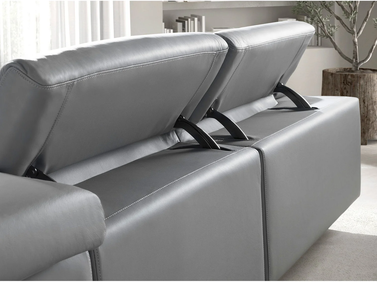 Canapé d'angle relax droite en cuir gris 6217 ANGEL CERDA