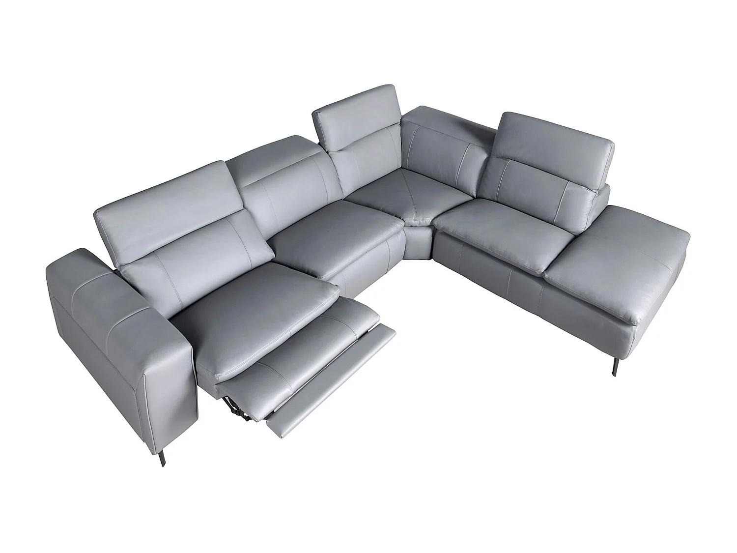 Canapé d'angle relax droite en cuir gris 6217 ANGEL CERDA