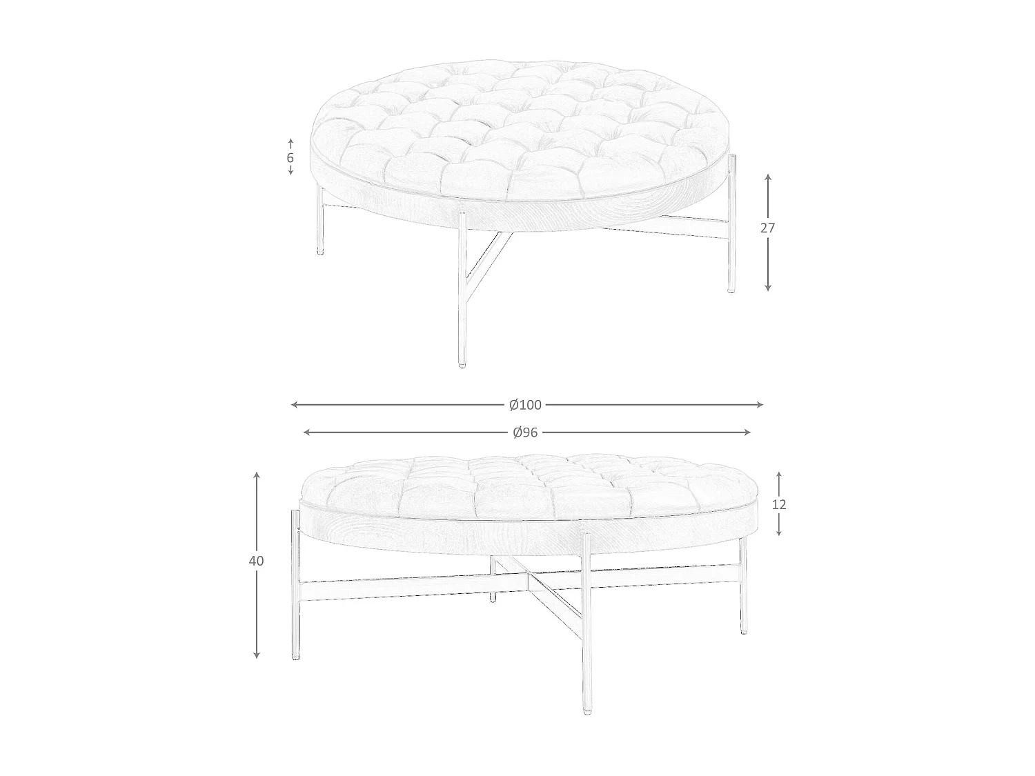 Table basse ronde en cuir brun foncé, noyer et acier foncé 2147 ANGEL CERDA