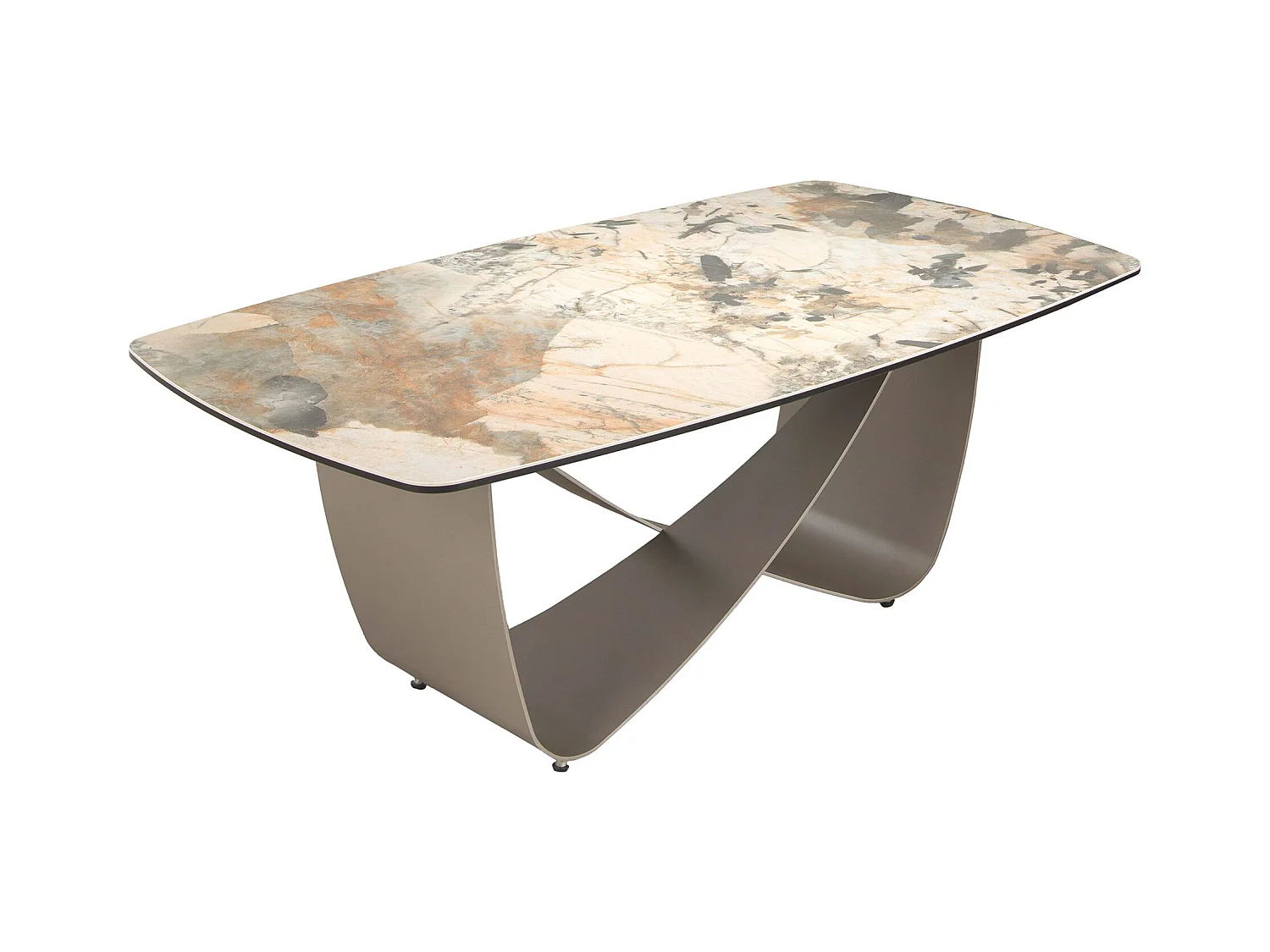 Table basse ovale en marbre porcelaine et acier métallique taupe 2144 ANGEL CERDA