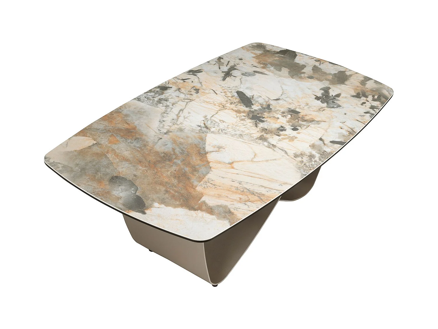 Table basse ovale en marbre porcelaine et acier métallique taupe 2144 ANGEL CERDA