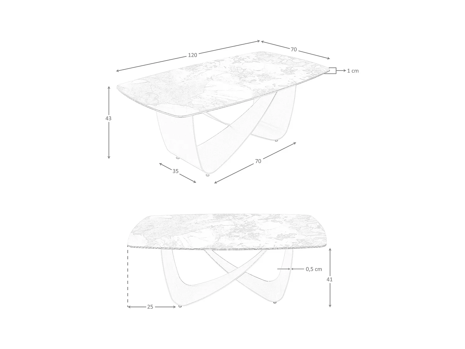 Table basse ovale en marbre porcelaine et acier métallique taupe 2144 ANGEL CERDA